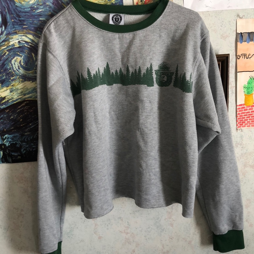 smoky the bear cropped sweatshirt